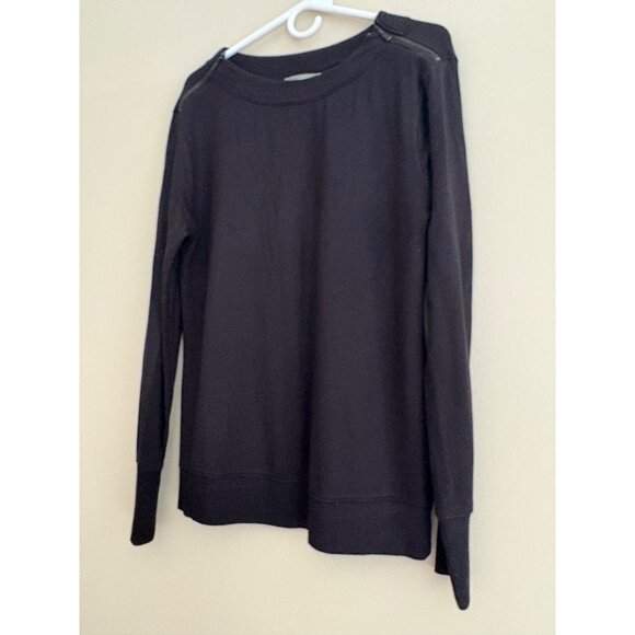 Athleta Studio Zip Boatneck Casual Top Zip Shoulder Details Size Small Tall - Picture 8 of 14